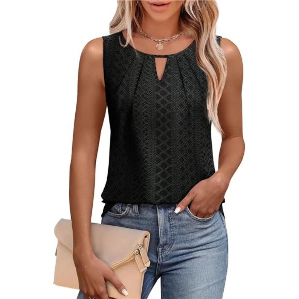 Womens Tank Tops Loose Fit Casual Sleeveless Tops Keyhole Neck Trendy